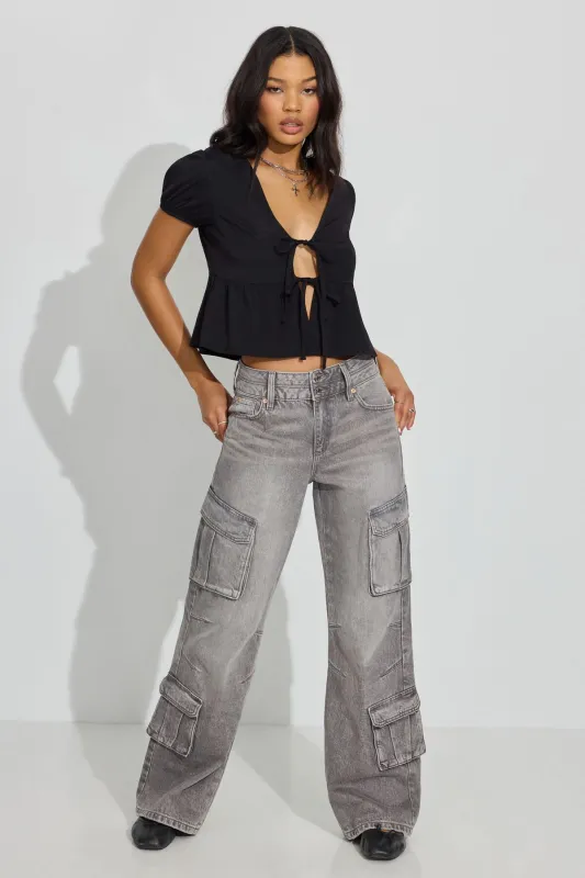 High Rise Wide Cargo Jeans sold by Garage
