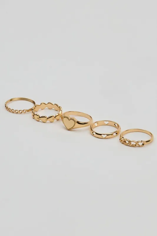 Set of 5 Allover Hearts Rings sold by Garage