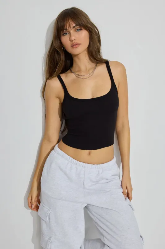 Rib Scoop Binded Cami Top sold by Garage