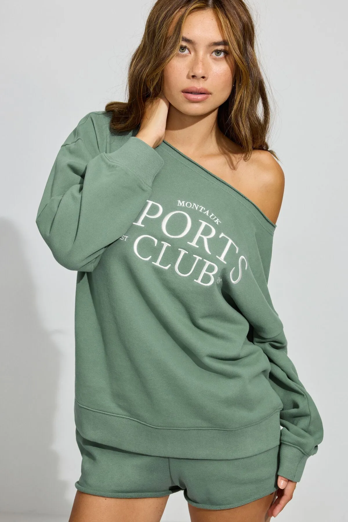 SoftTerry Off Shoulder Sweatshirt sold by Garage