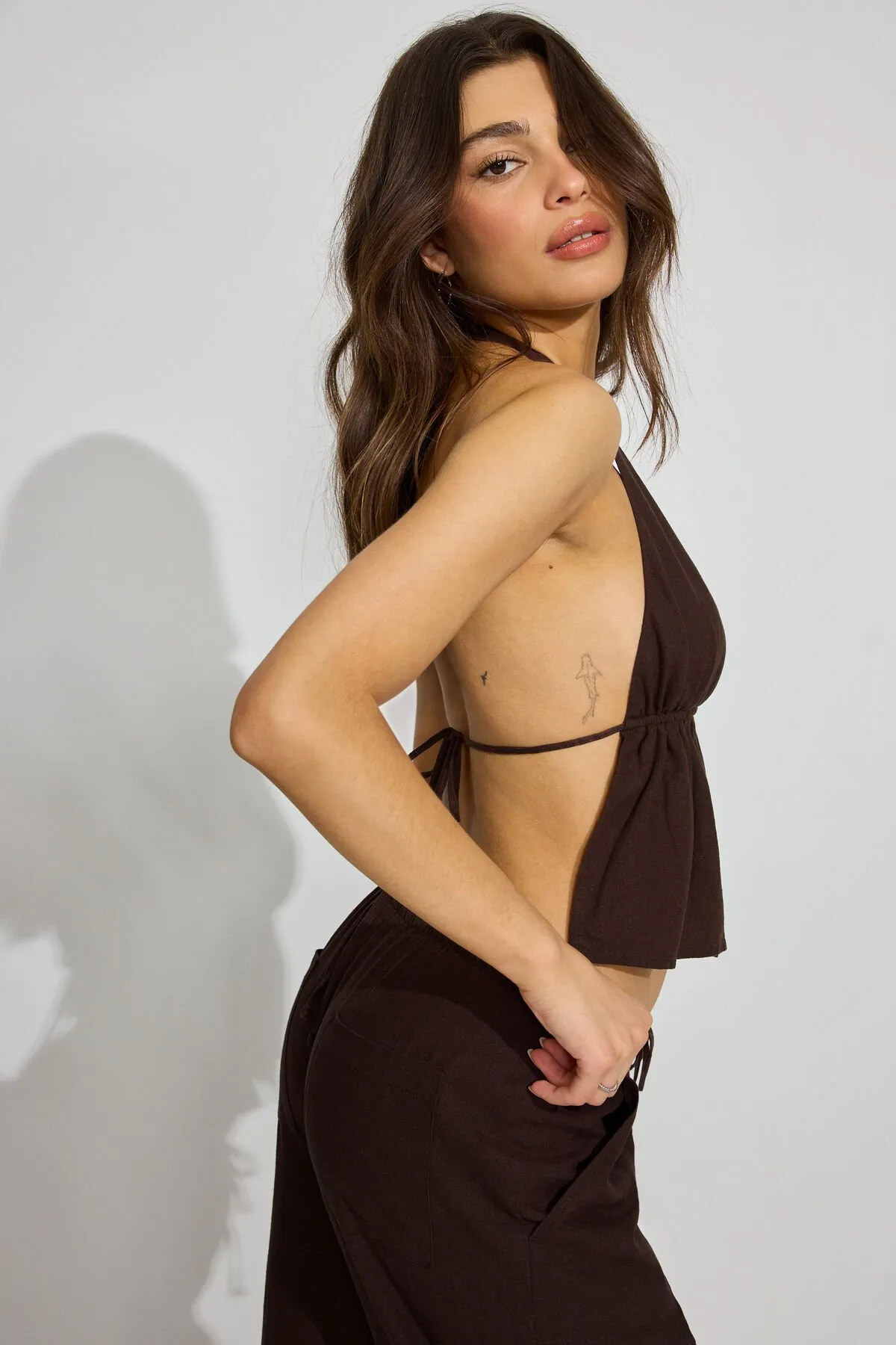 Linen Tie Back Halter Top sold by Garage product image thumbnail 3