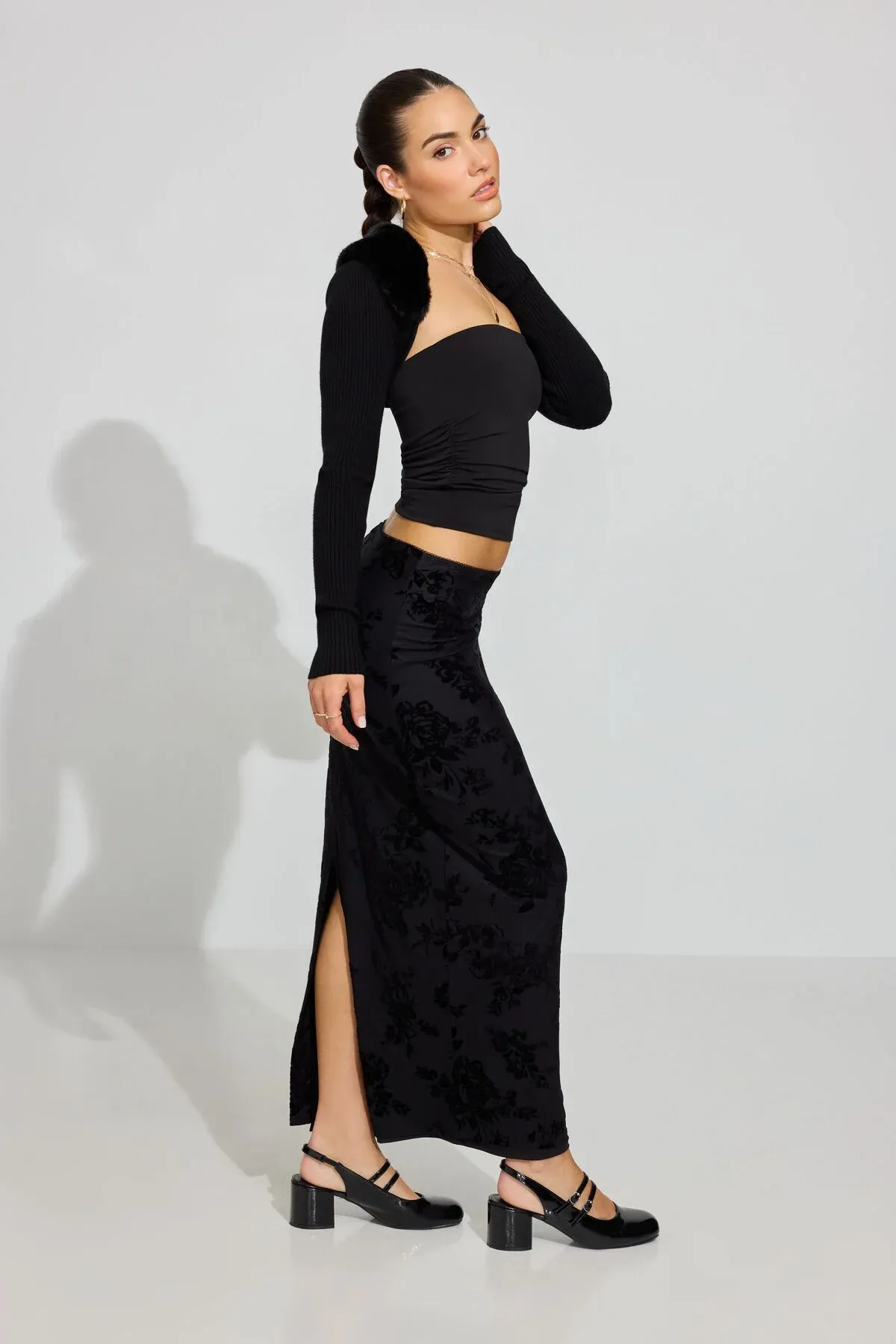 Burnout Velvet Maxi Skirt sold by Garage