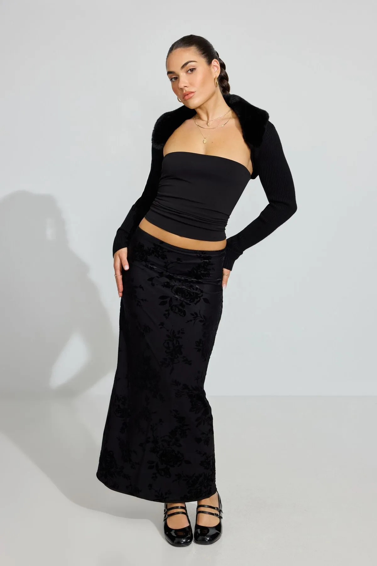 Burnout Velvet Maxi Skirt sold by Garage product image thumbnail 2