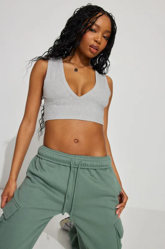 Plunge V-Neck Rib Tank Top sold by Garage