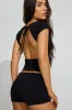 Crew Neck Open Back Short Sleeve Top sold by Garage