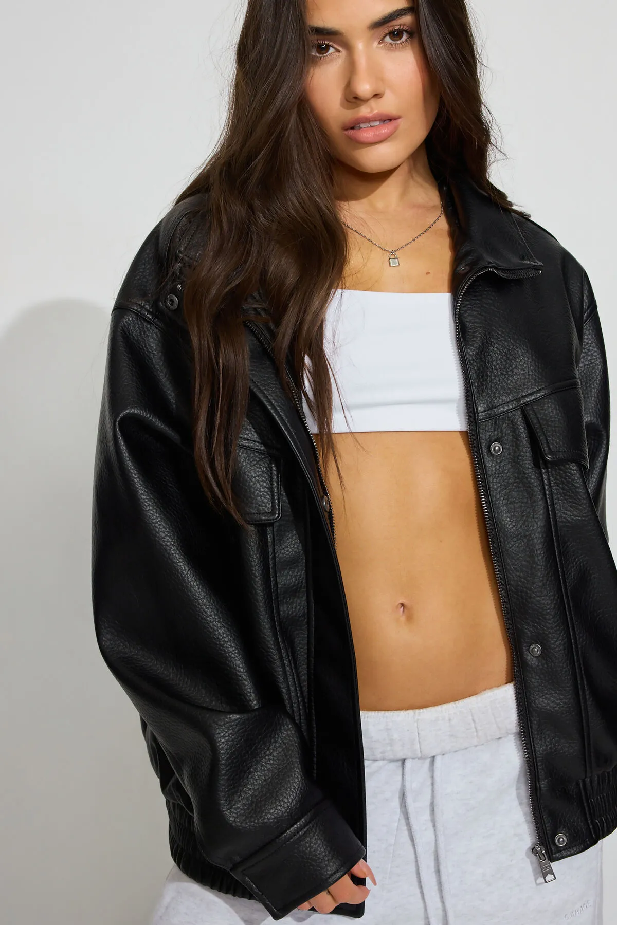 Oversized Faux Leather Bomber sold by Garage product image thumbnail 2