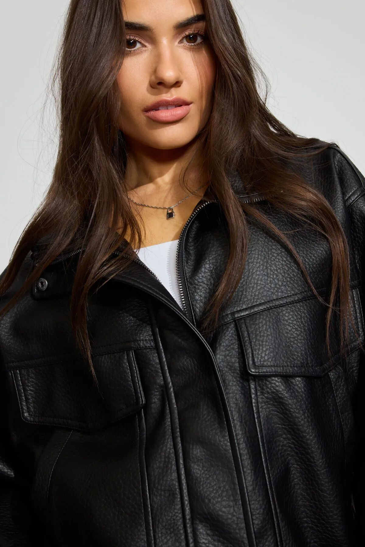 Oversized Faux Leather Bomber sold by Garage product image thumbnail 4