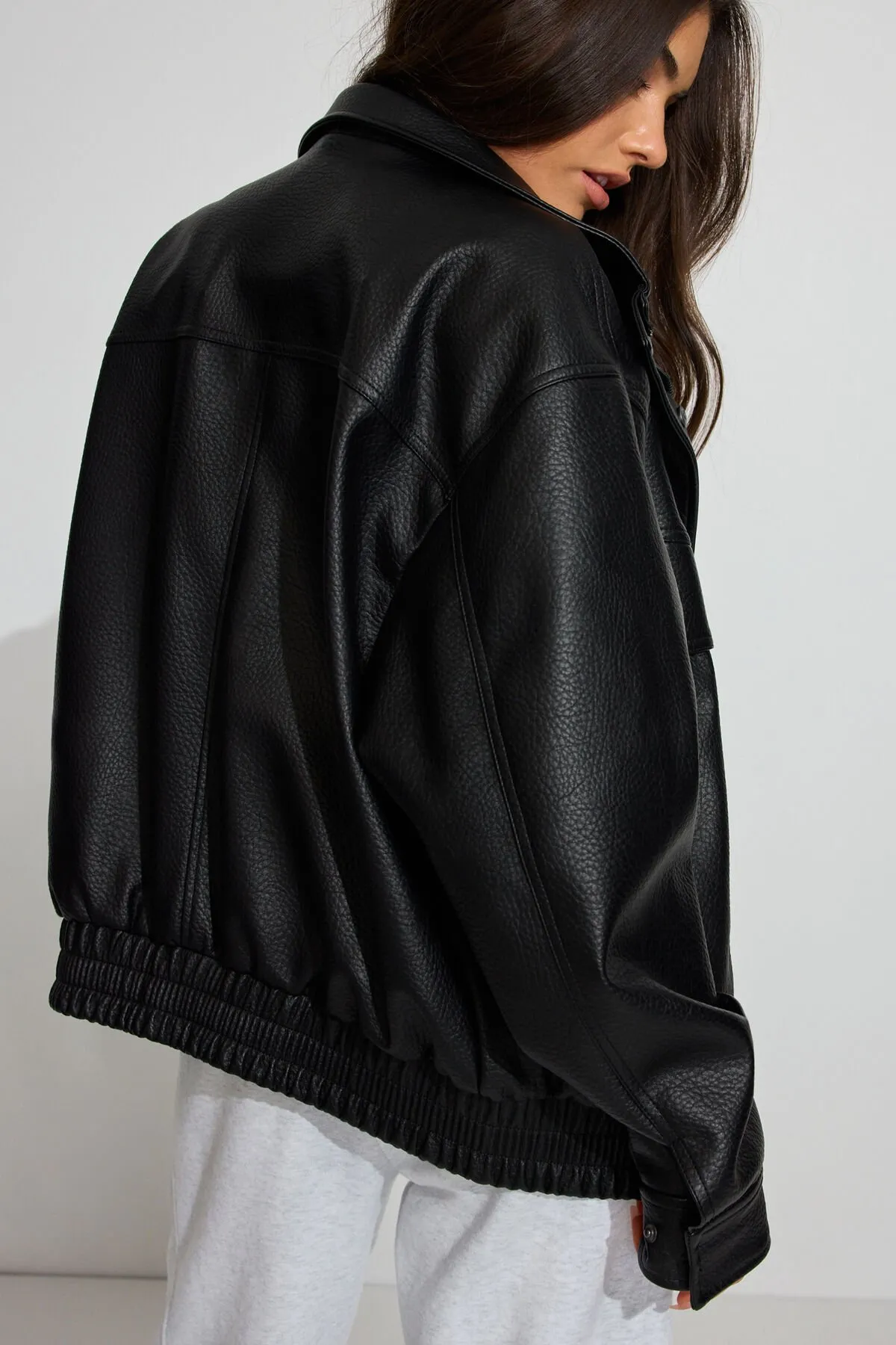 Oversized Faux Leather Bomber sold by Garage product image thumbnail 5