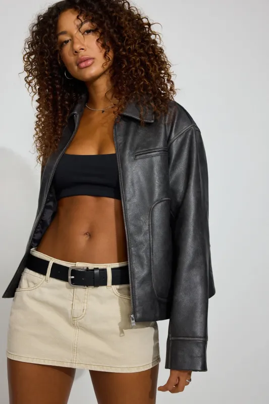 Oversized Faux Leather Worker Jacket sold by Garage