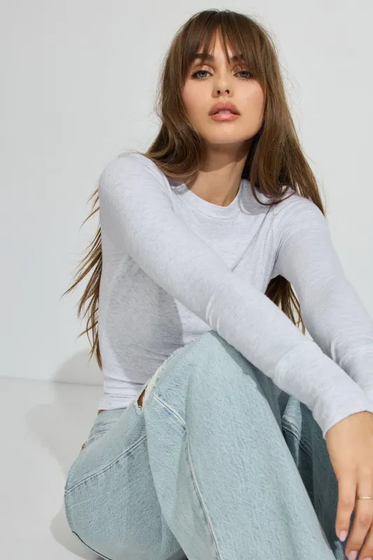 Ribbed Seamed Long Sleeve Crewneck Top sold by Garage