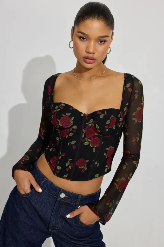 Aria Long Sleeve Bustier Top sold by Garage