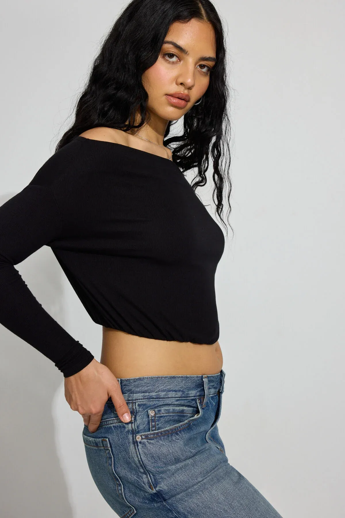 Serene Off Shoulder Long Sleeve Top sold by Garage product image thumbnail 2