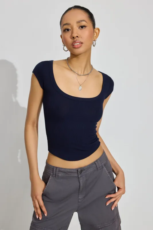 Pamela Scoop Neck Tee sold by Garage