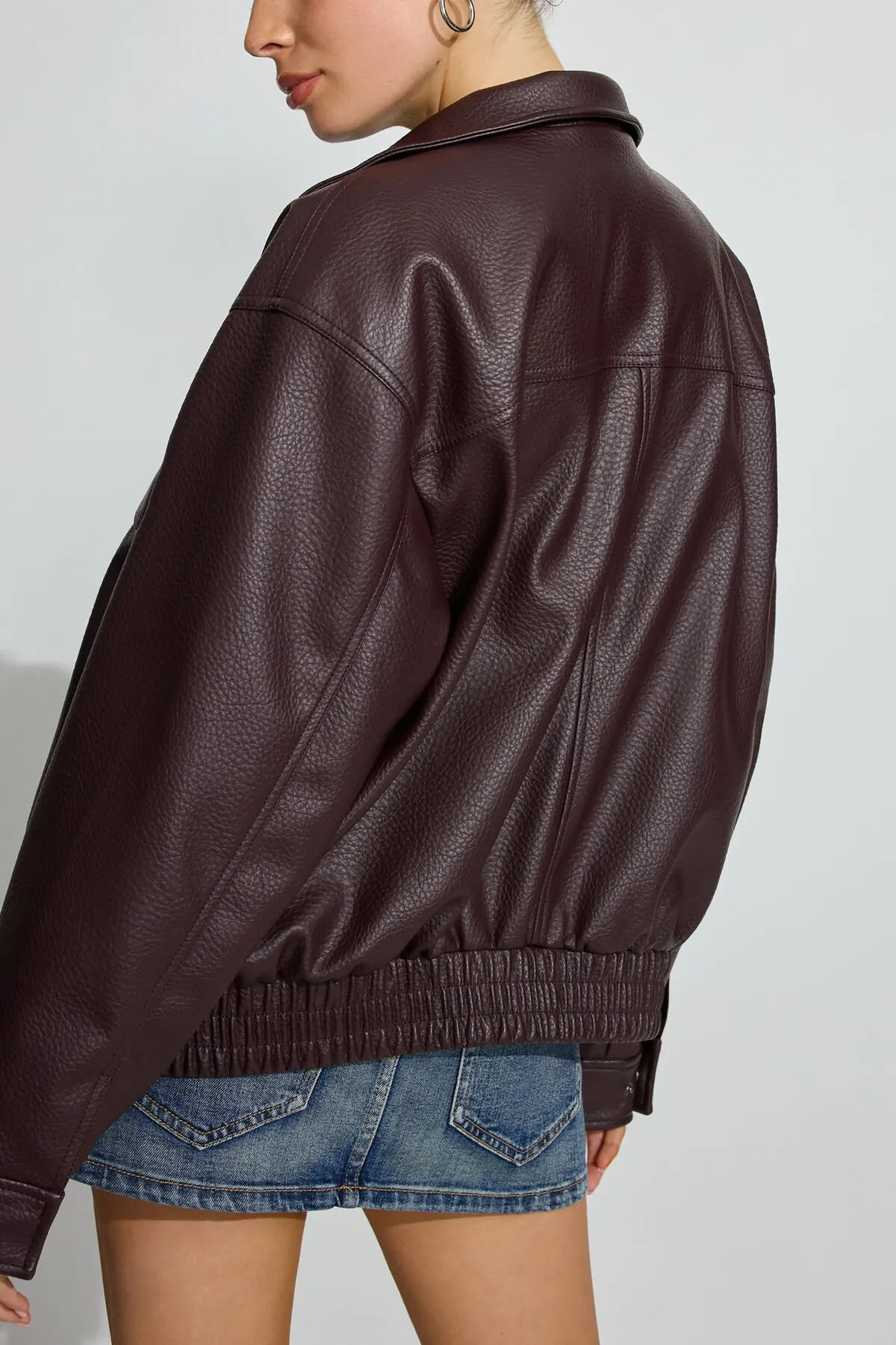 Oversized Faux Leather Bomber sold by Garage product image thumbnail 4