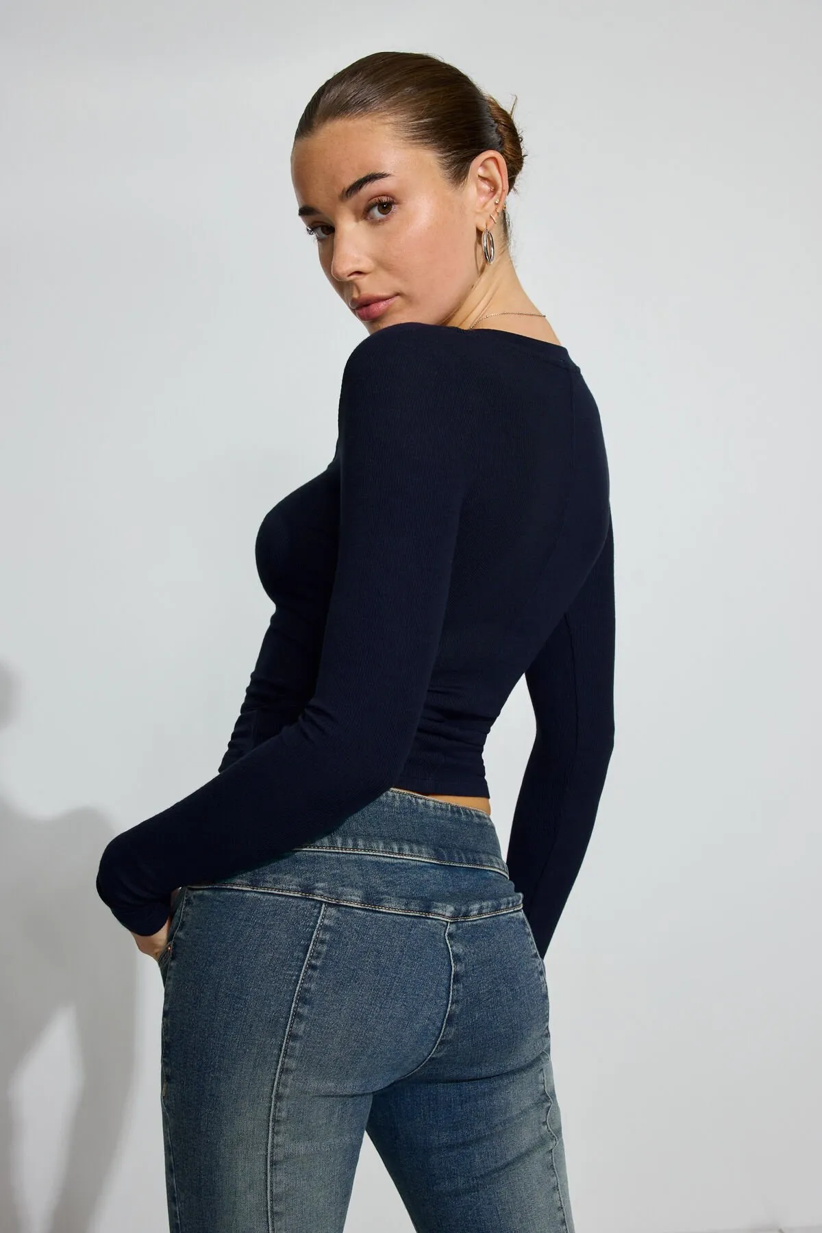 Serene Deep V-Neck Long Sleeve Top sold by Garage product image thumbnail 3