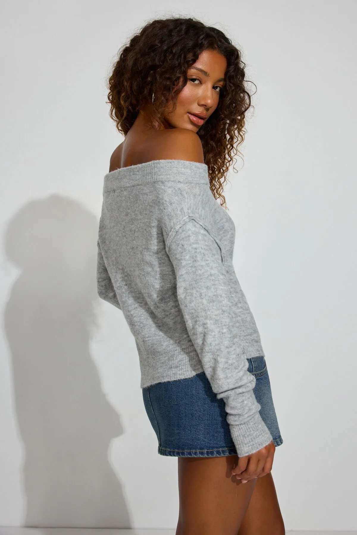 Long Sleeve Off Shoulder Bubble Sweater sold by Garage product image thumbnail 3