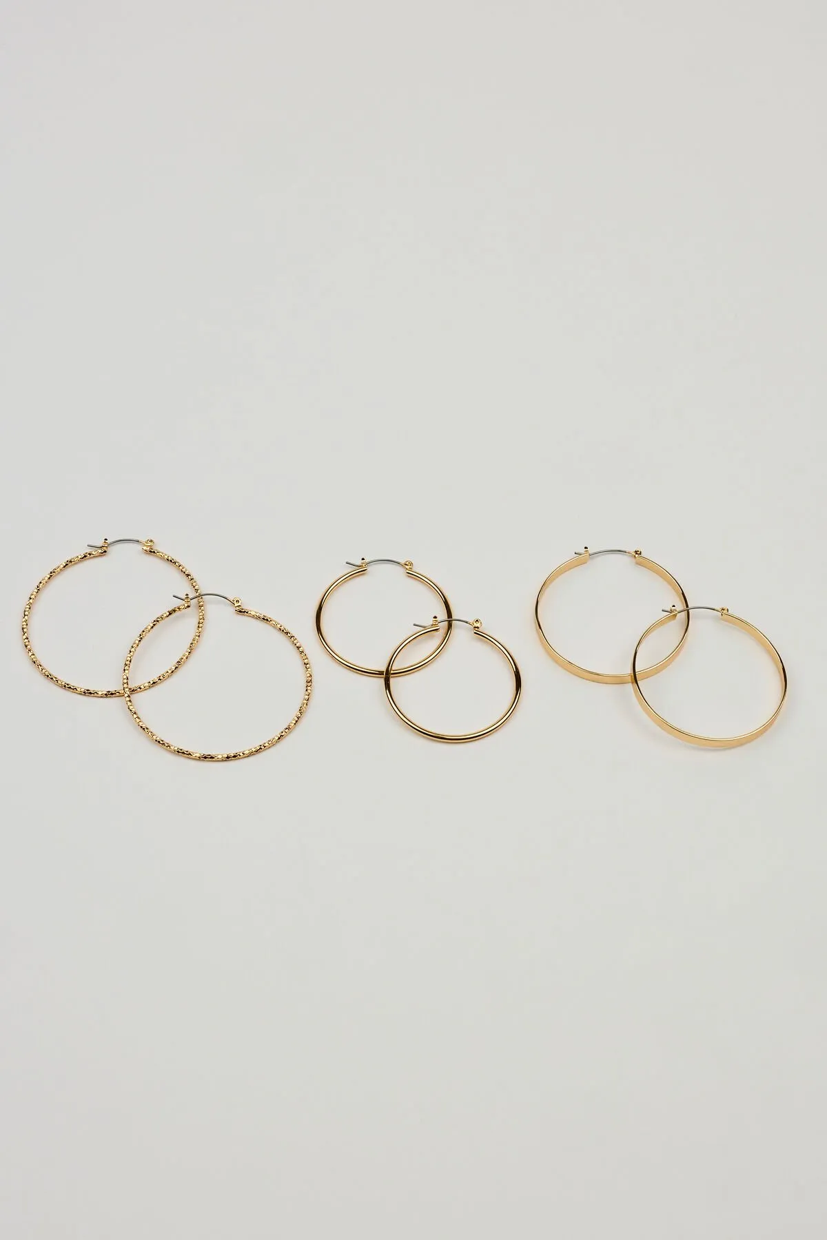 3 Pack Smooth & Textured Hoop Earrings sold by Garage