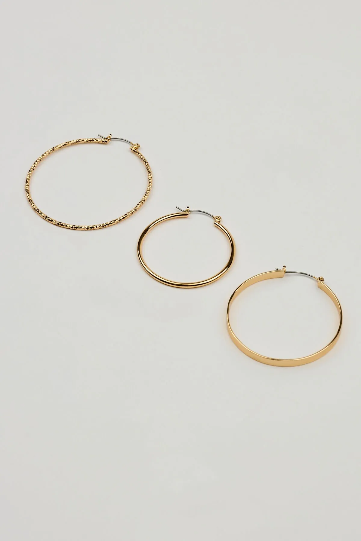 3 Pack Smooth & Textured Hoop Earrings sold by Garage product image thumbnail 2