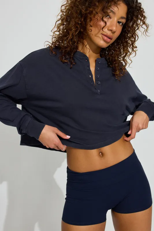 Oversized Henley Long Sleeve Top sold by Garage