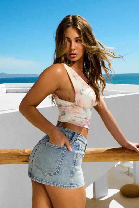 Denim Micro Skort sold by Garage