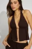 Linen Tie Back Halter Top sold by Garage