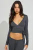 Sheer Ribbed Wrap Long Sleeve Top sold by Garage