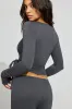 Sheer Ribbed Wrap Long Sleeve Top sold by Garage