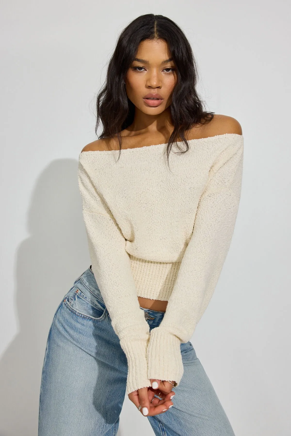 Bouclé Boat Neck Sweater sold by Garage