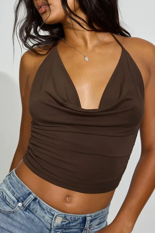 Cupro Cowl Halter Top sold by Garage