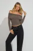 SexyCozy Off Shoulder Long Sleeve Top sold by Garage