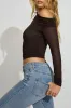 Asymmetric Mesh Long Sleeve Top sold by Garage