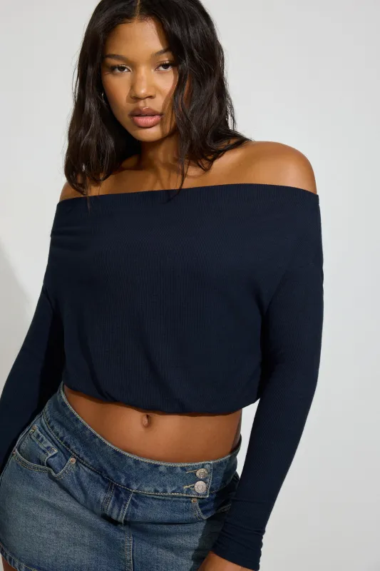 Serene Off Shoulder Long Sleeve Top sold by Garage