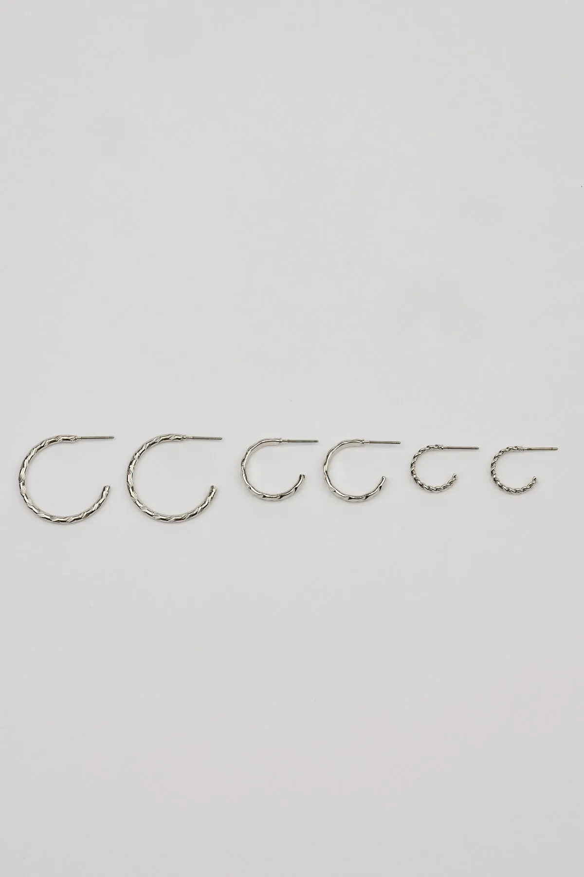 Set of 3 Textured Open Hoop Earrings sold by Garage product image thumbnail 3