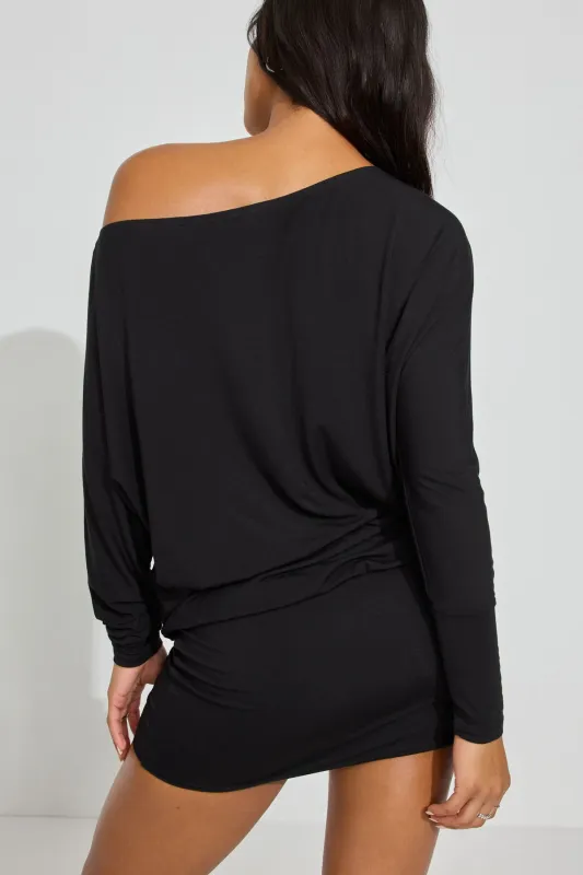 long sleeve banded bottom dress Banded Bottom Dress
