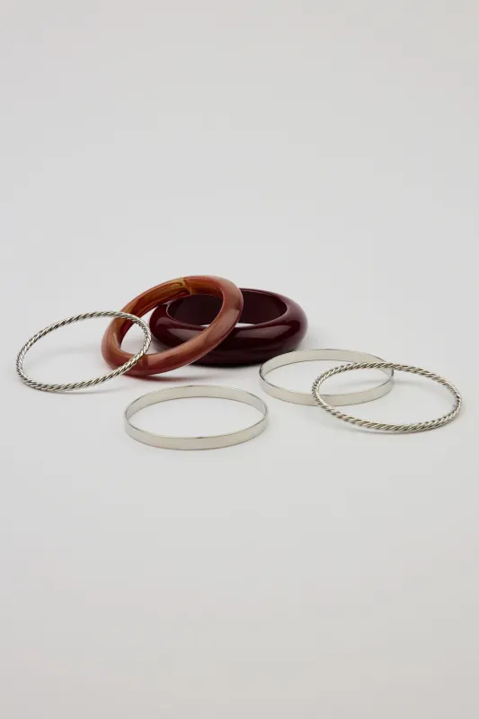 Set of 6 Resin & Clean Metal Bangles sold by Garage