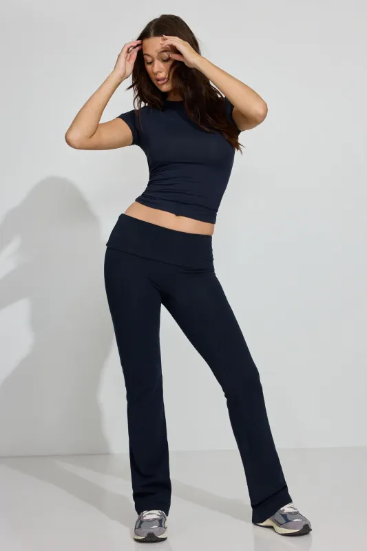 Soft Cotton Fold Over Flare Pants sold by Garage