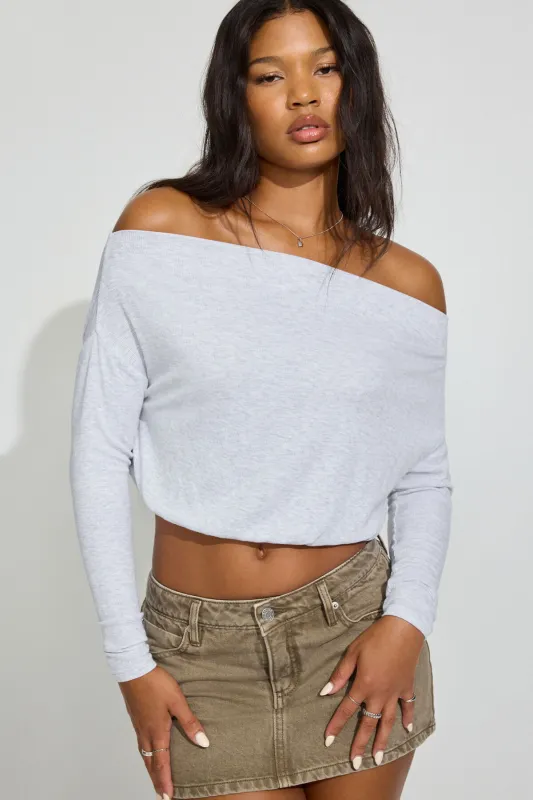 Serene Off Shoulder Long Sleeve Top sold by Garage