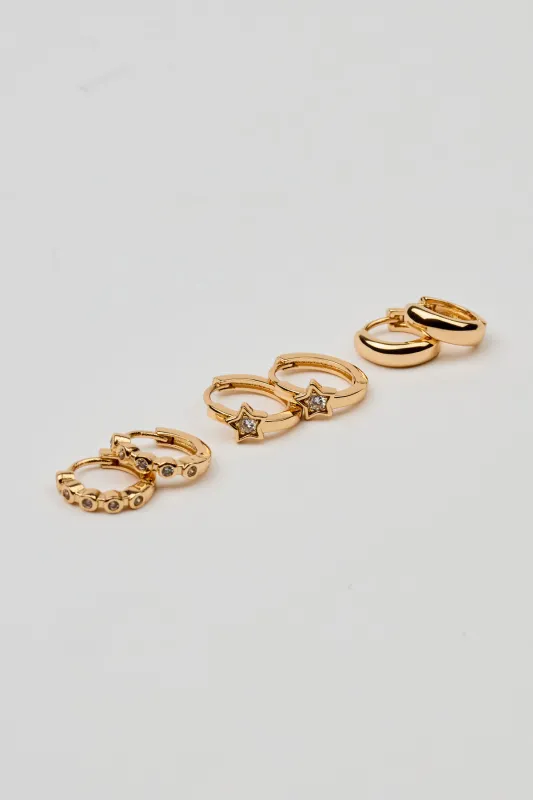 3 Pack Mini Stars & Gem Hoop Earrings sold by Garage