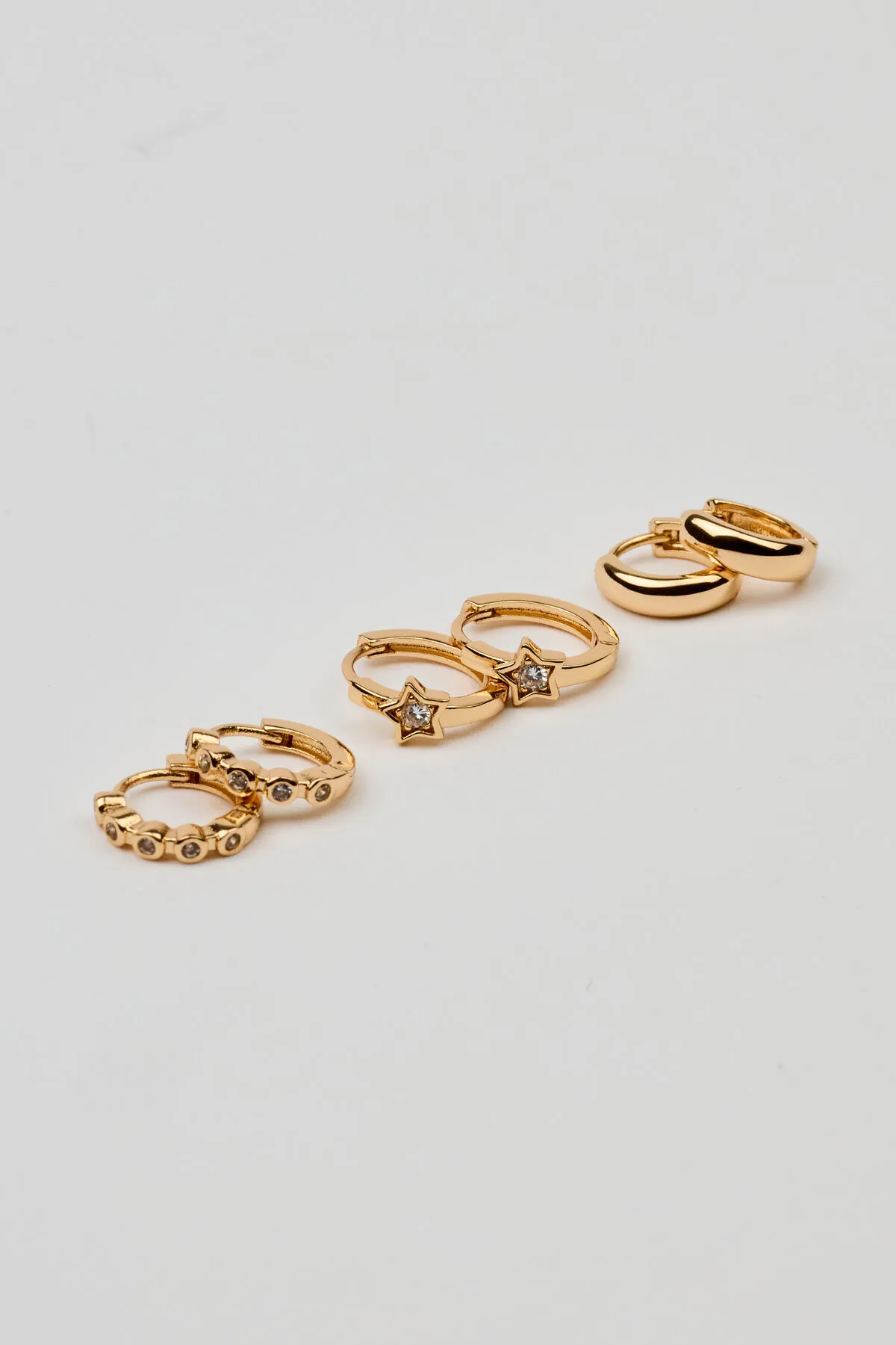 3 Pack Mini Stars & Gem Hoop Earrings sold by Garage