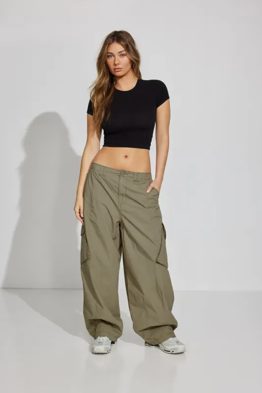 Low Rise Baggy Poplin Cargo Pants sold by Garage