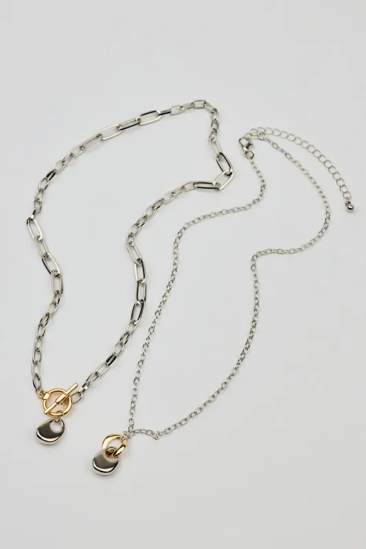 Set of 2 Mini Hammered Oval Necklaces sold by Garage