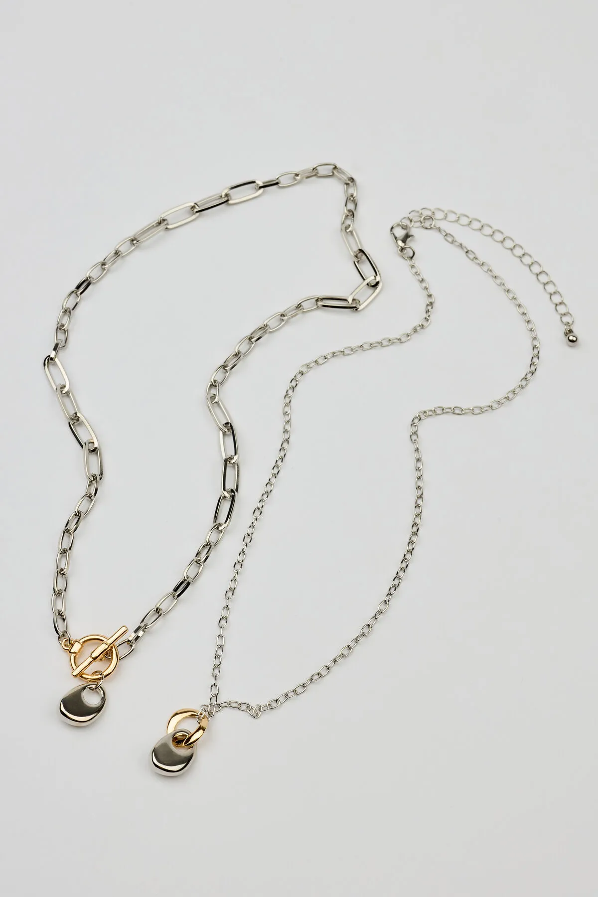 Set of 2 Mini Hammered Oval Necklaces sold by Garage