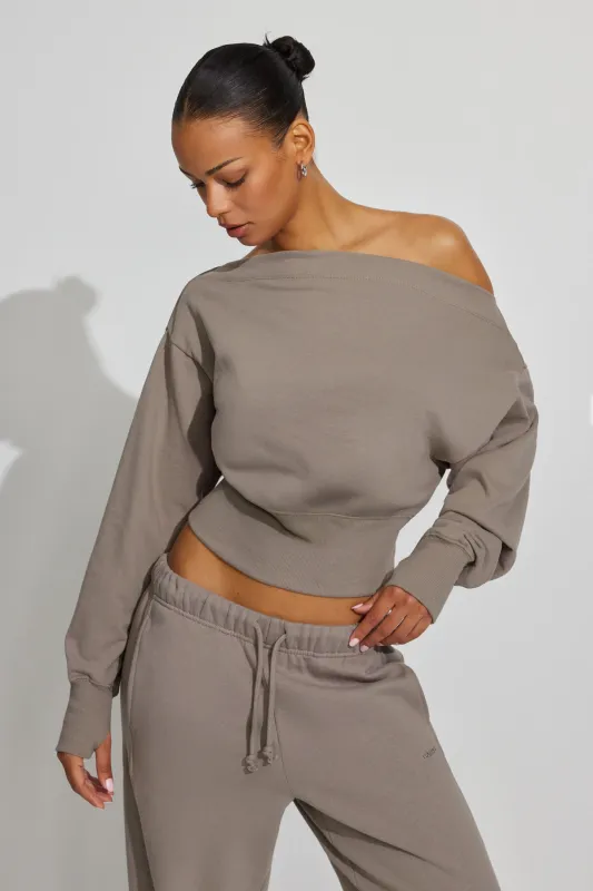 SoftTerry Rib Off Shoulder Sweater sold by Garage