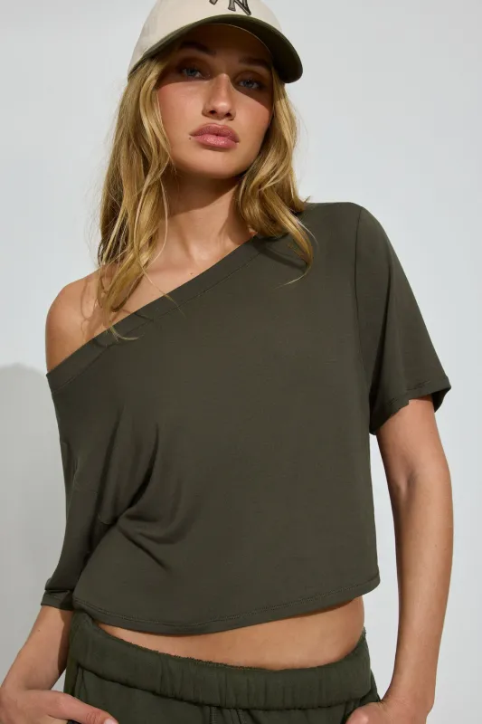 Wide Boat Neck Banded Tee sold by Garage