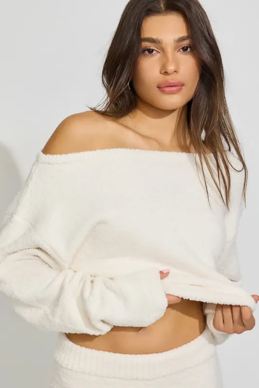 Plush Off Shoulder Sweater sold by Garage