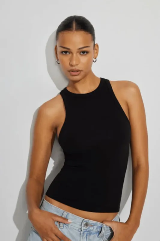 High Neck Cotton Tank Top sold by Garage