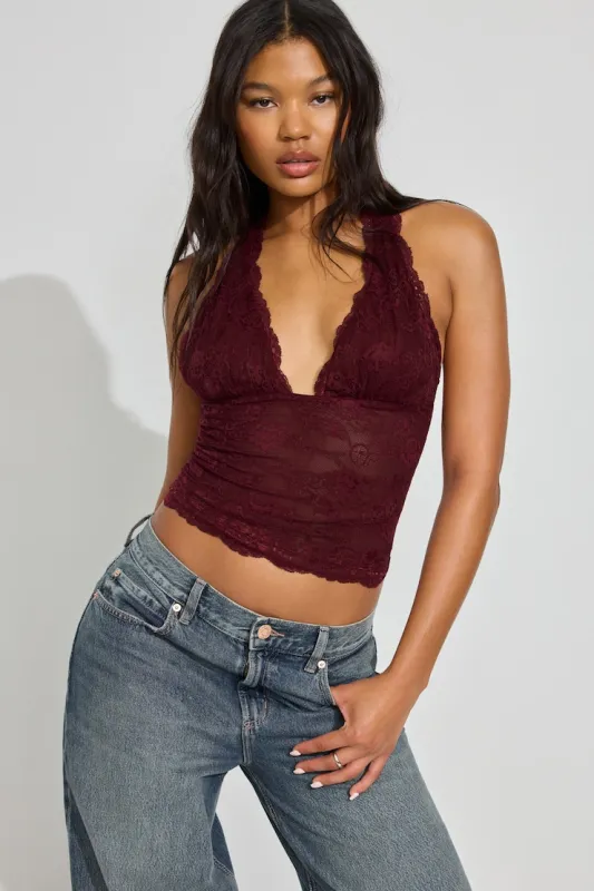 Halter Plunge Lace Top made by Garage