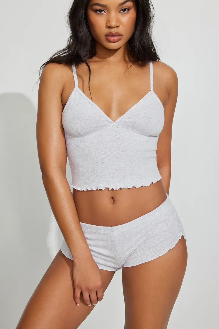 Pointelle Ruched Tiny Shorts sold by Garage product image thumbnail 2