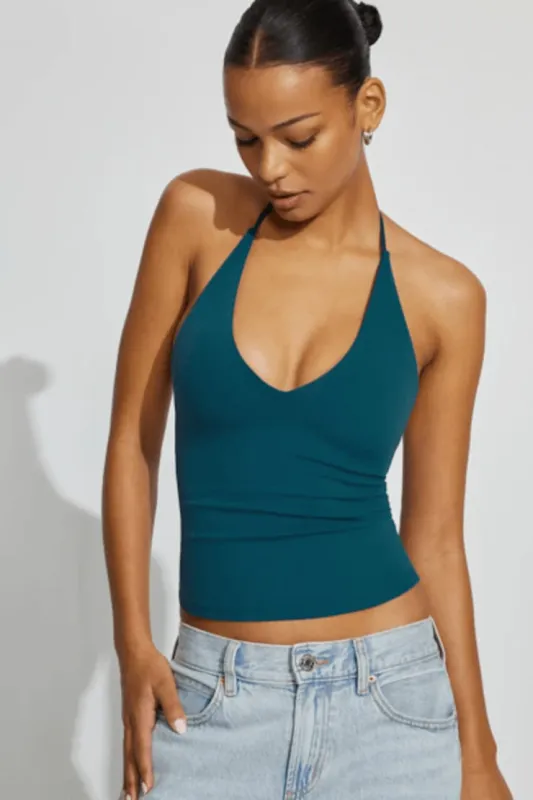 Sleek Plunge Adjustable Halter Top sold by Garage