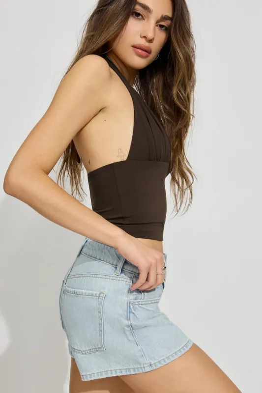 Denim Relaxed A-Line Shorts made by Garage